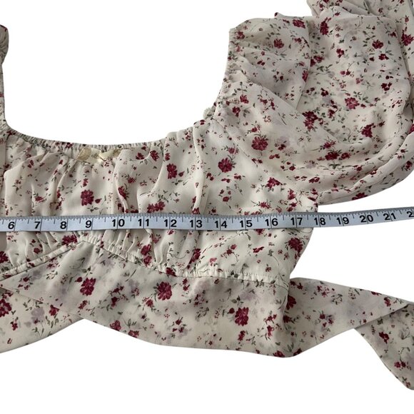 Altard State Women SZ Large Floral Long Sleeve Crop Top Blouse With Back Tie - Picture 6 of 11